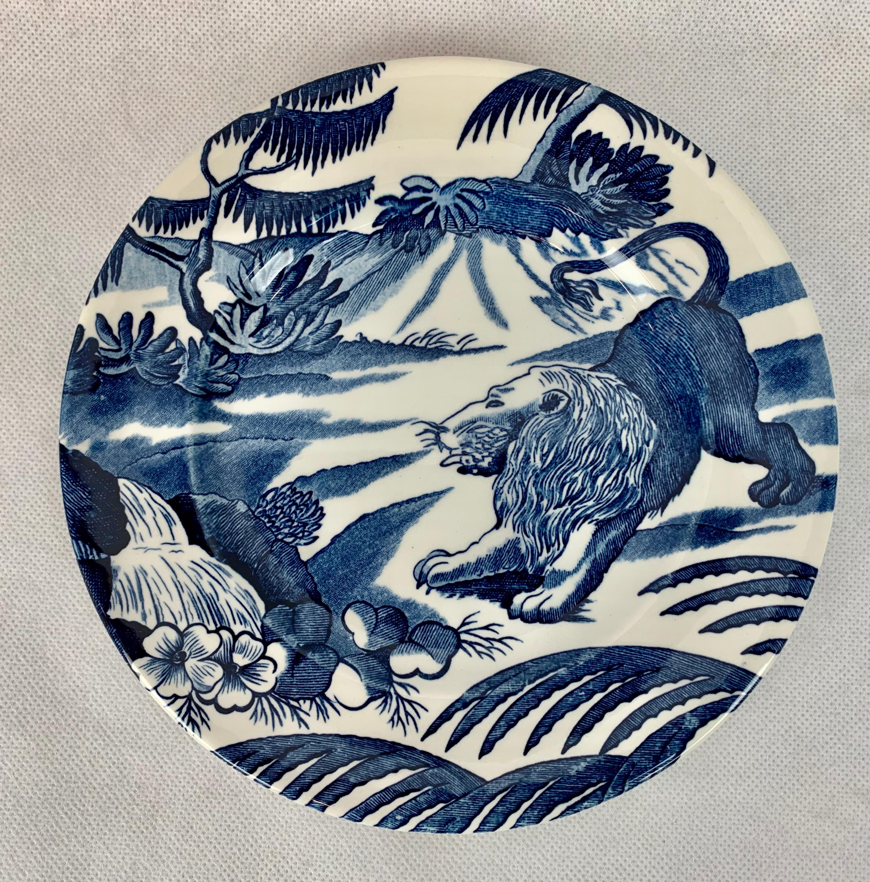 Modern  Menagerie Plates by Tiffany in Cobalt Blue-Set of 8