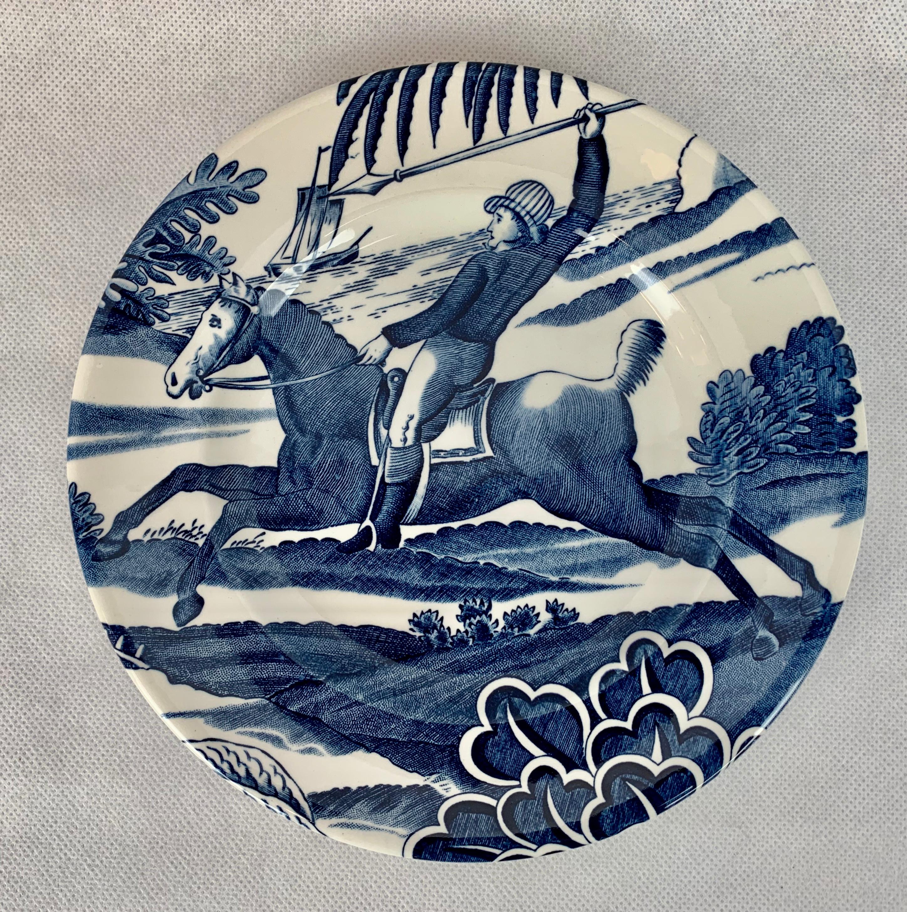 English  Menagerie Plates by Tiffany in Cobalt Blue-Set of 8