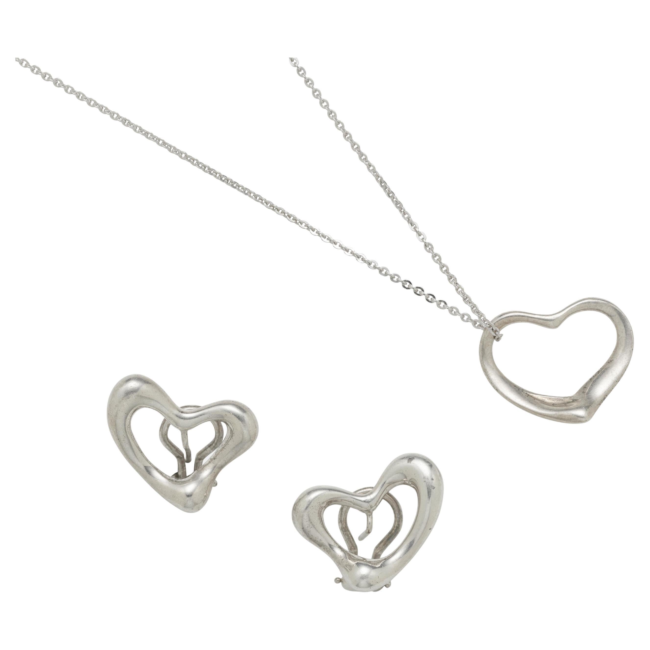 Tiffany's Open Heart Necklace and Earring Set by Elsa Peretti for Tiffany & Co.