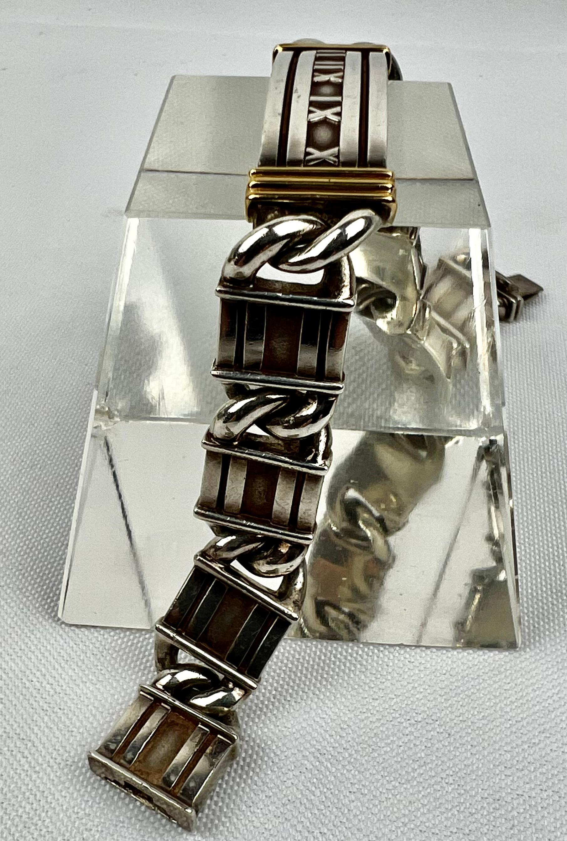 Tiffany's Atlas Herrenarmband aus Sterlingsilber und 18 Karat Gold (Zeitgenössisch)