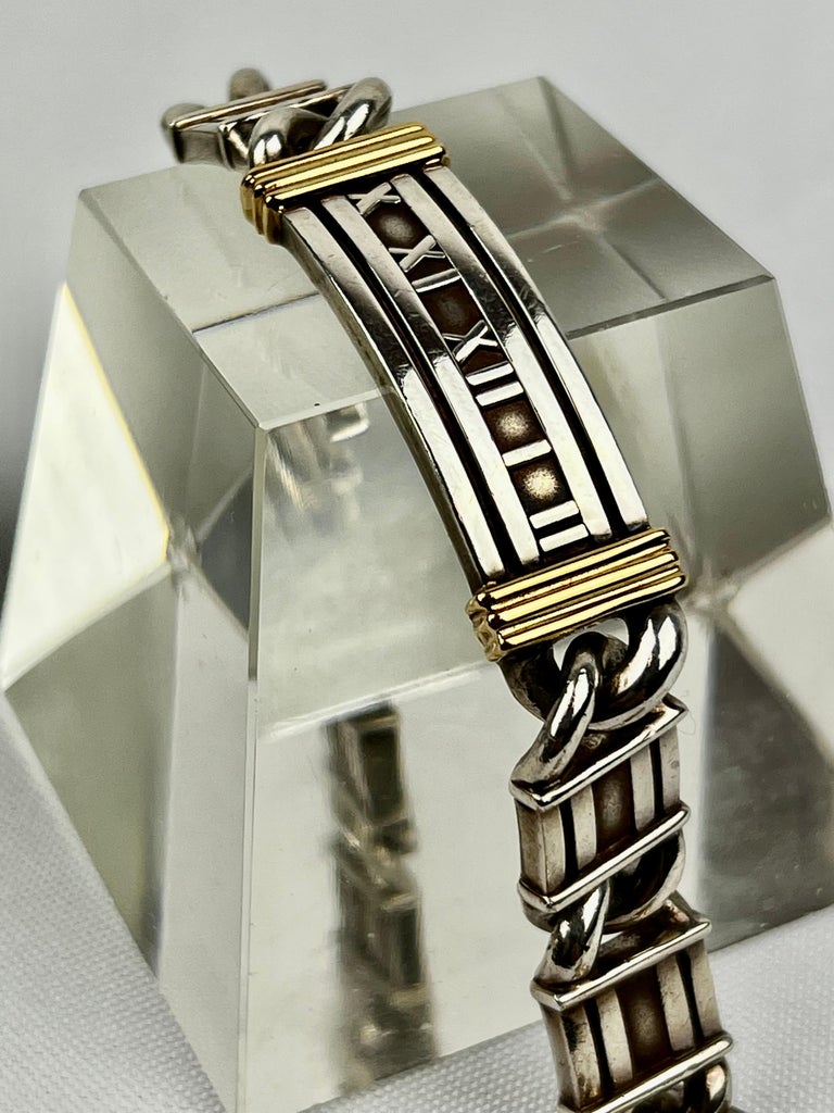 Women's or Men's Tiffany's Sterling Silver and 18k Gold Atlas Men's Bracelet For Sale