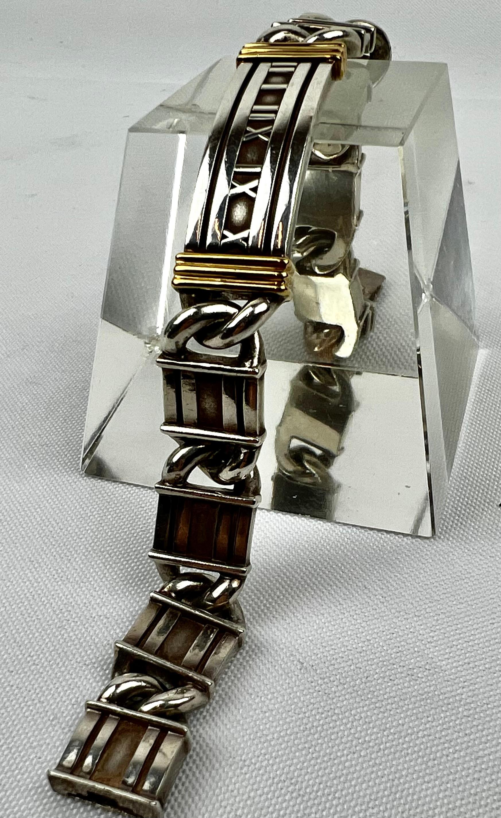 Tiffany's Atlas Men's Bracelet-Sterling Silver and 18k Gold  In Good Condition In West Palm Beach, FL