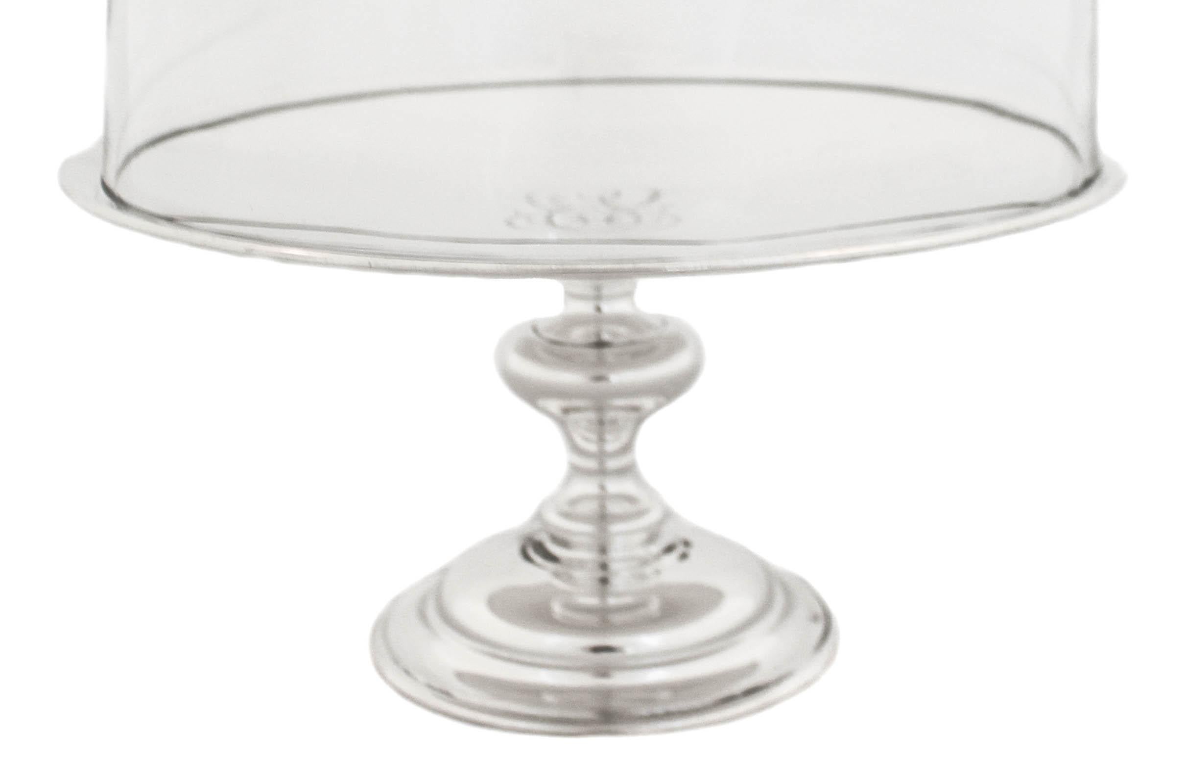 Mid-Century Modern Tiffany’s Sterling Silver Cake Plate and Dome