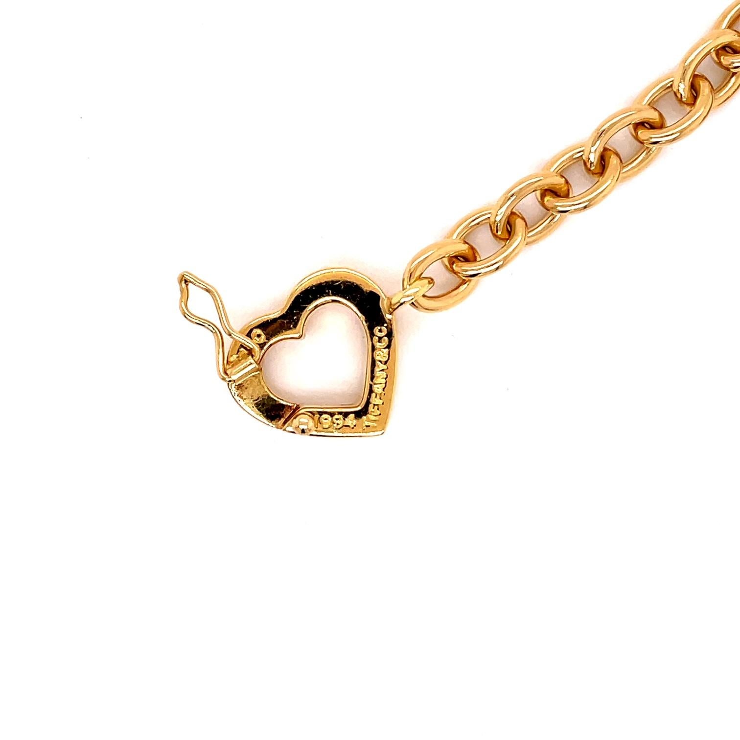 Tiffany's Vintage 1994 18 Karat Yellow Gold Heart and Arrow Bracelet For Sale 1