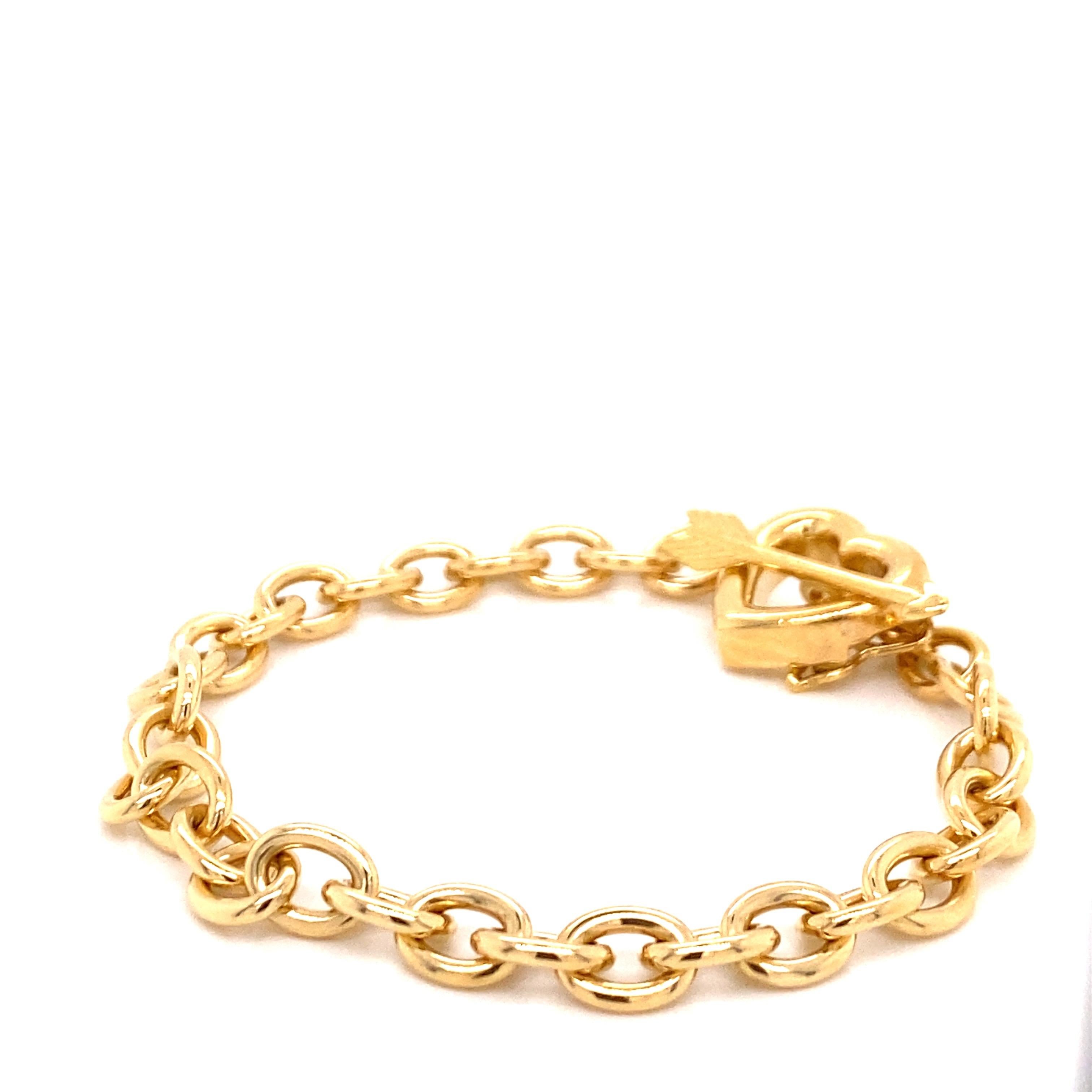 Herz- und Pfeil-Armband von 1994 aus 18 Karat Gelbgold, Vintage (Moderne) im Angebot