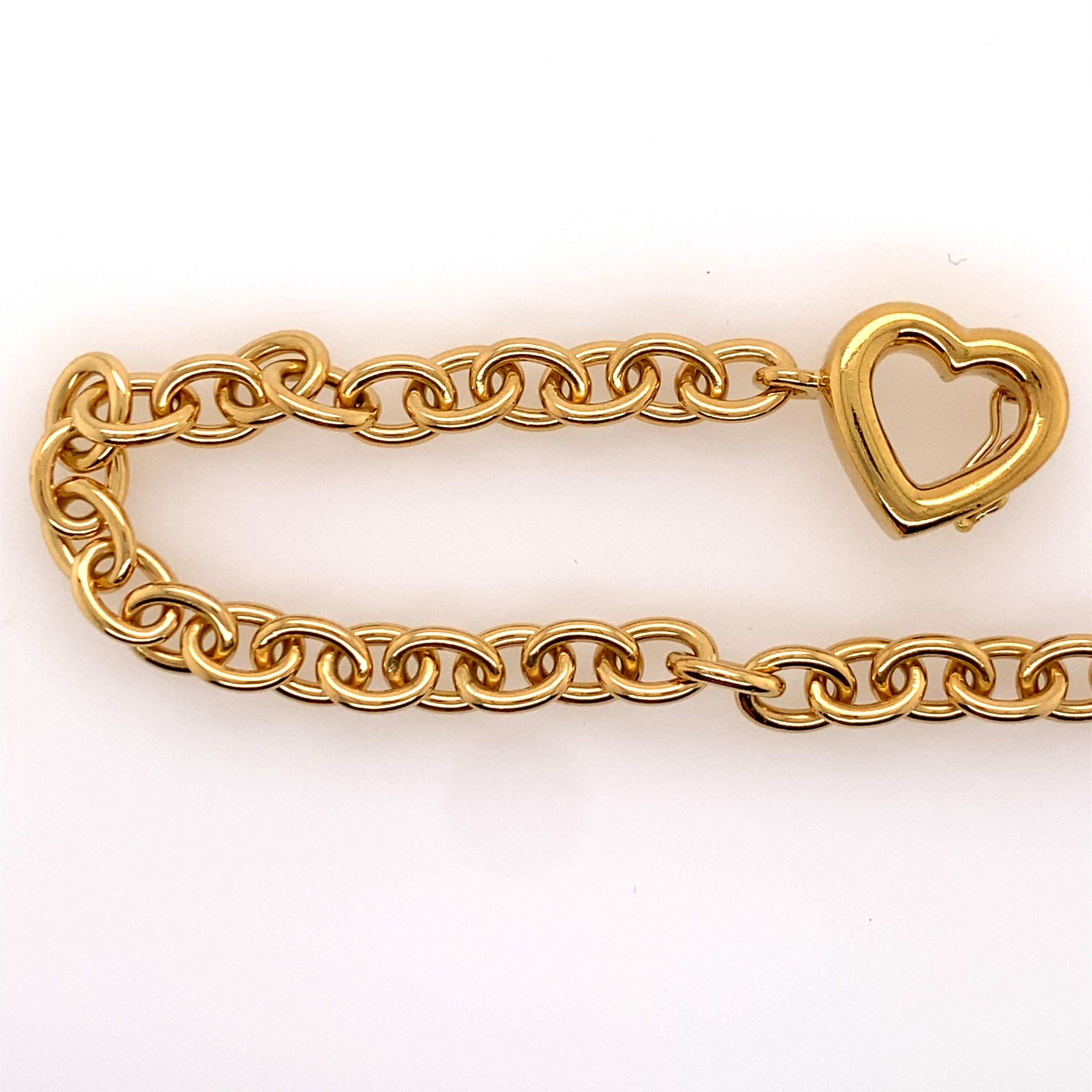 Modern Tiffany's Vintage 1994 18 Karat Yellow Gold Heart and Arrow Bracelet For Sale