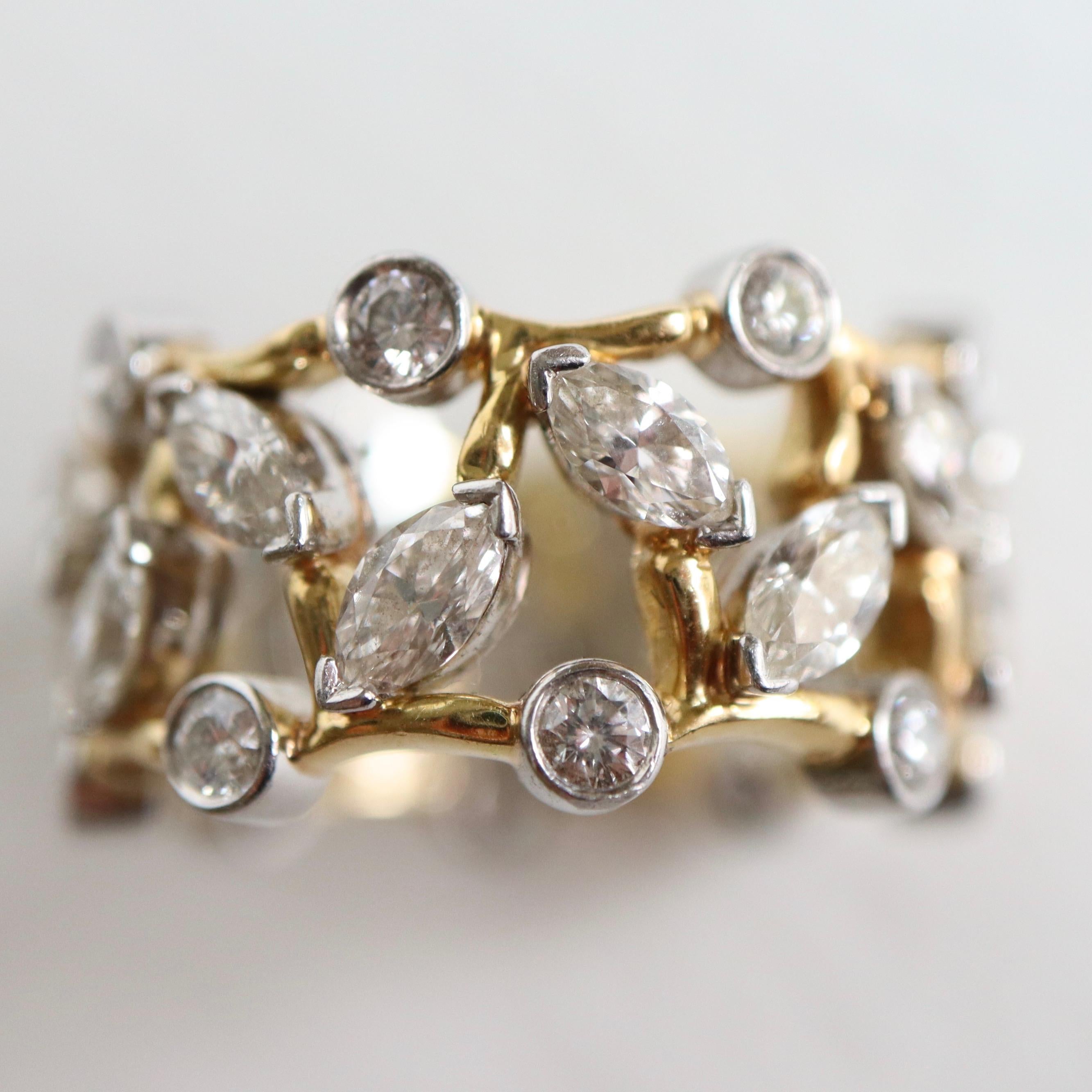 Tiffany's & Co. Gold and Platinum Alliance Ring  16 Shuttle Diamonds 0.8 Carat 4