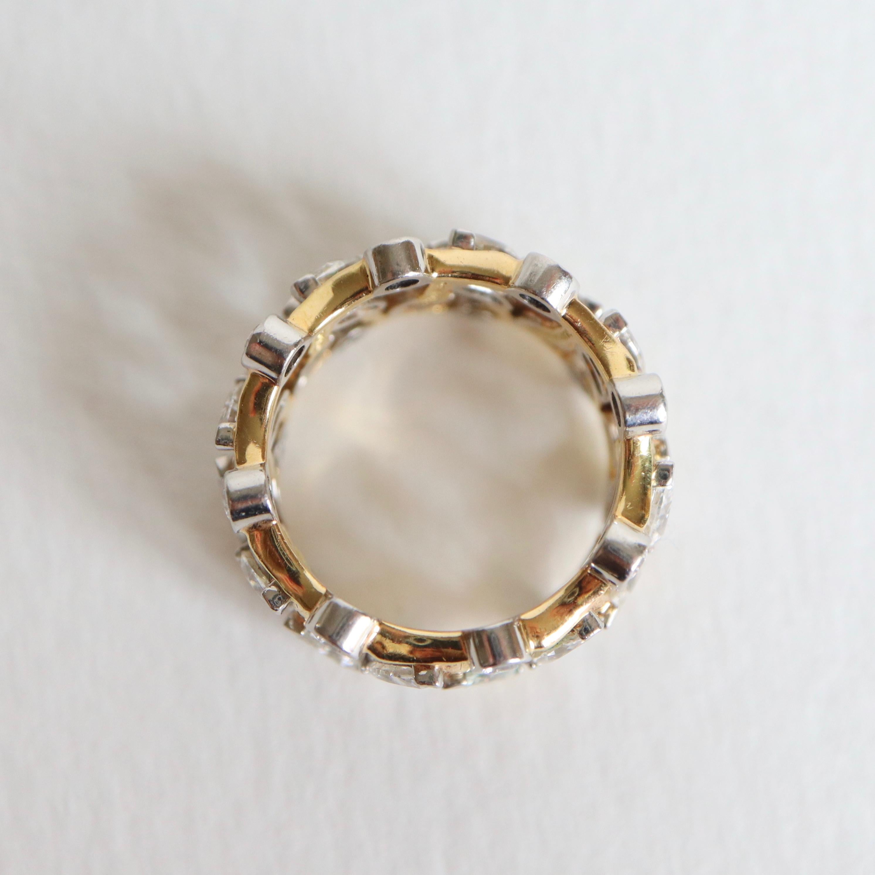 Women's Tiffany's & Co. Gold and Platinum Alliance Ring  16 Shuttle Diamonds 0.8 Carat
