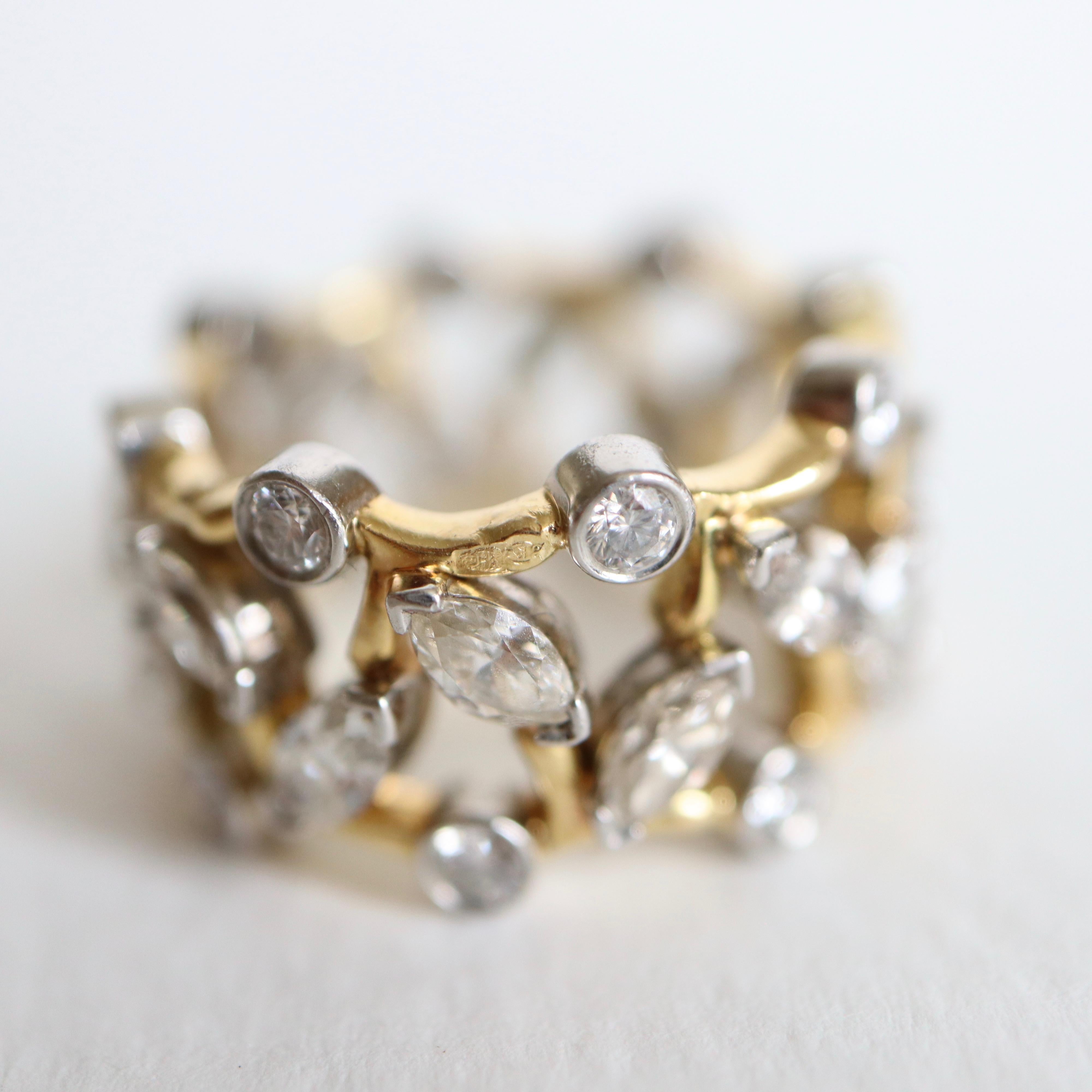 Tiffany's & Co. Gold and Platinum Alliance Ring  16 Shuttle Diamonds 0.8 Carat 1