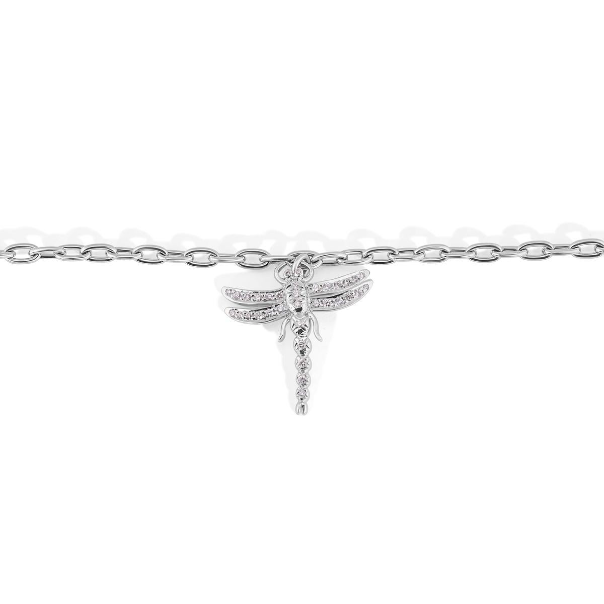 Women's TIFFAY & Co. Platinum Diamond Dragonfly Charm Bracelet 7