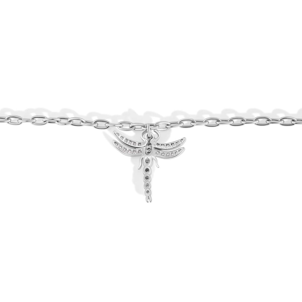 TIFFAY & Co. Platinum Diamond Dragonfly Charm Bracelet 7