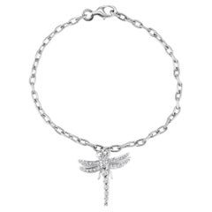 TIFFAY & Co. Platinum Diamond Dragonfly Charm Bracelet 7"