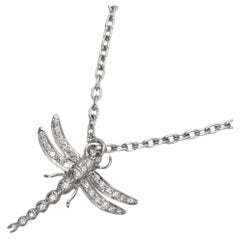 TIFFAY & Co. Collana con ciondolo a forma di libellula in platino e diamanti
