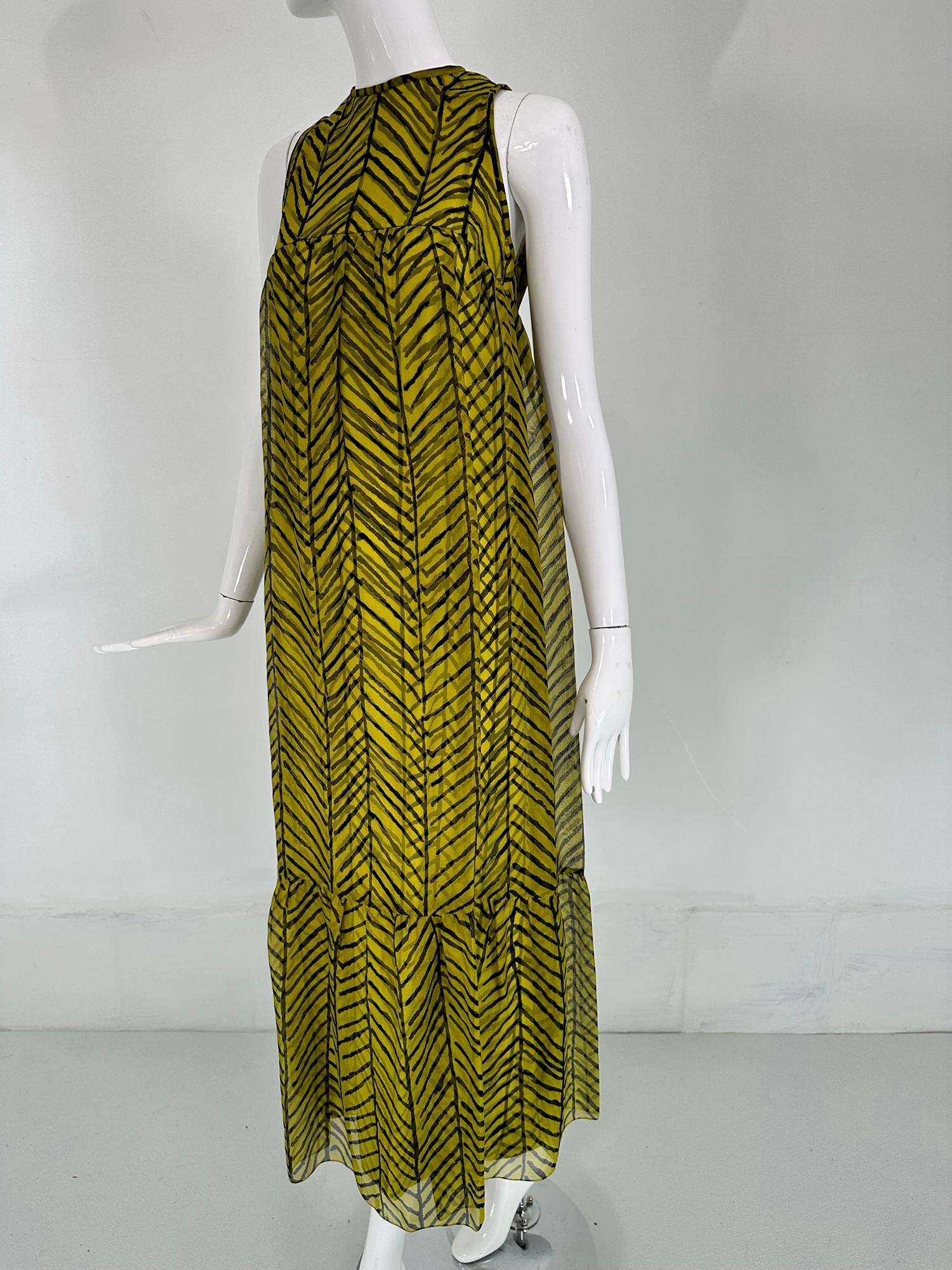 Tiffeau & Busch LTD. 1966 Chartreuse & Black Silk Organza & Twill Maxi Dress For Sale 5