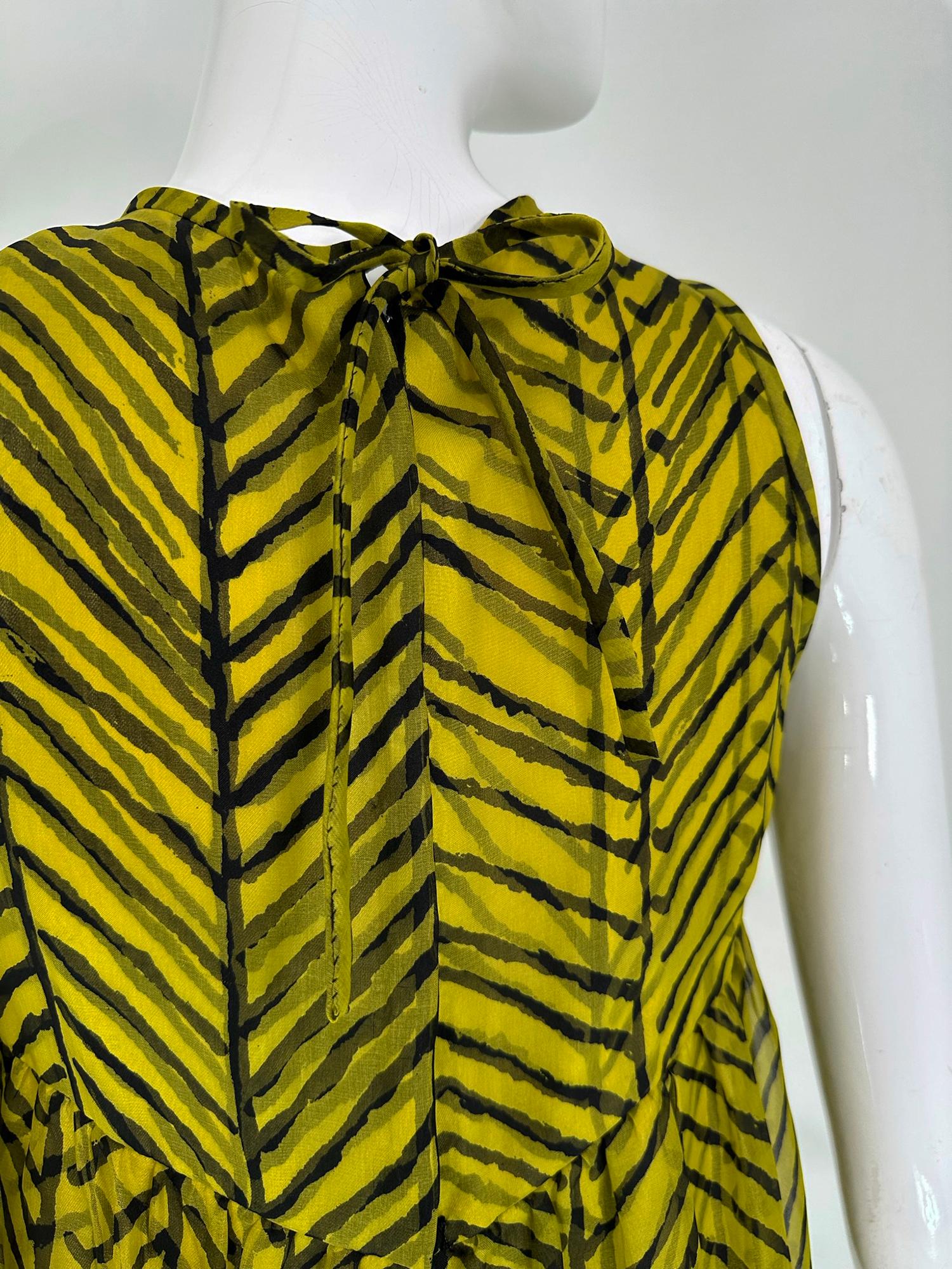 Tiffeau & Busch LTD. 1966 Chartreuse & Black Silk Organza & Twill Maxi Dress For Sale 8