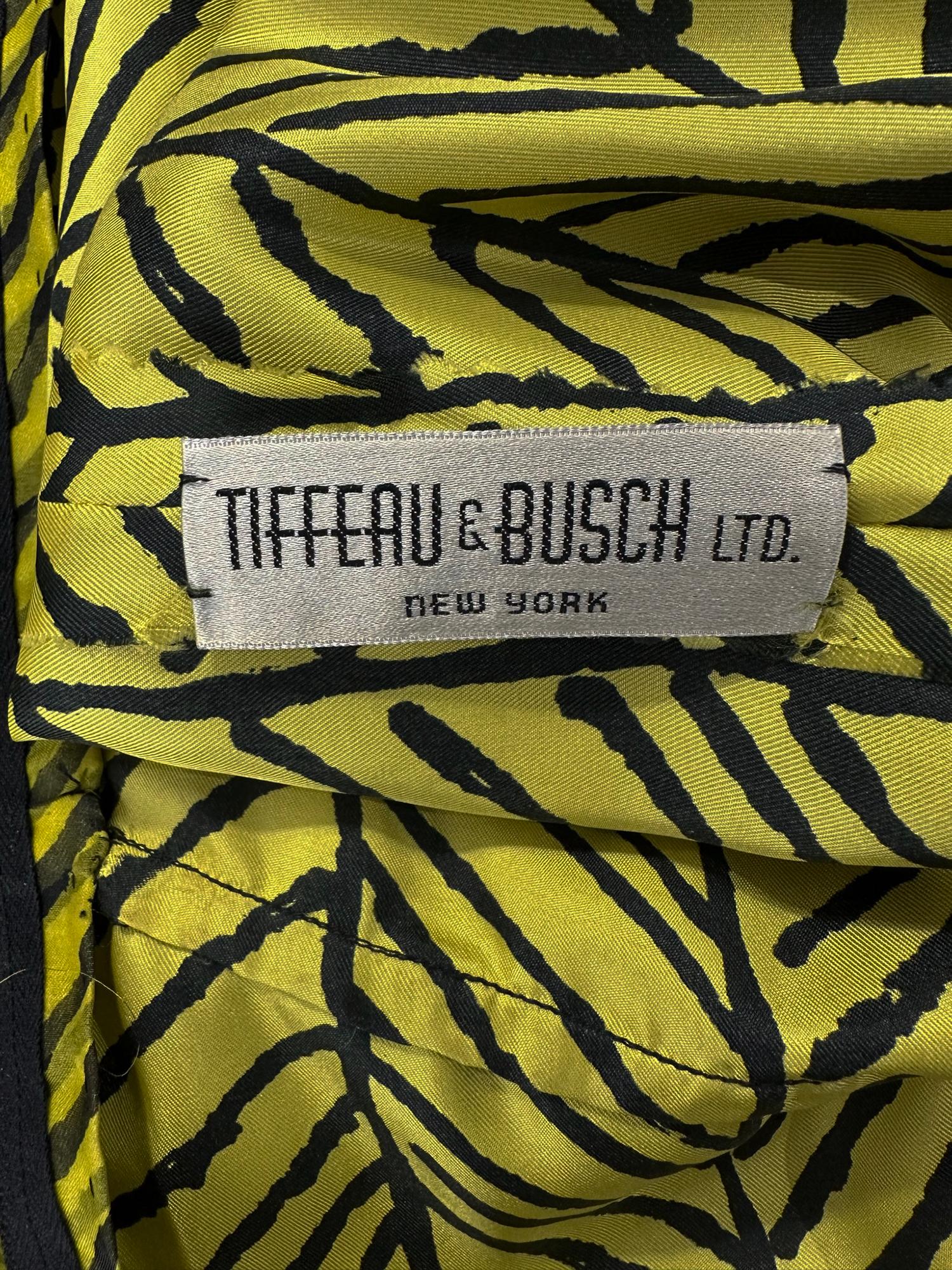 Tiffeau & Busch LTD. 1966 Chartreuse & Schwarzes Maxikleid aus Seide, Organza und Twill im Angebot 9