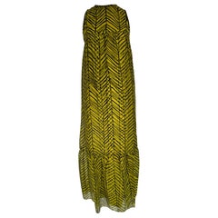 Tiffeau & Busch LTD. - Robe longue en organza de soie et sergé noir et chartreuse, 1966