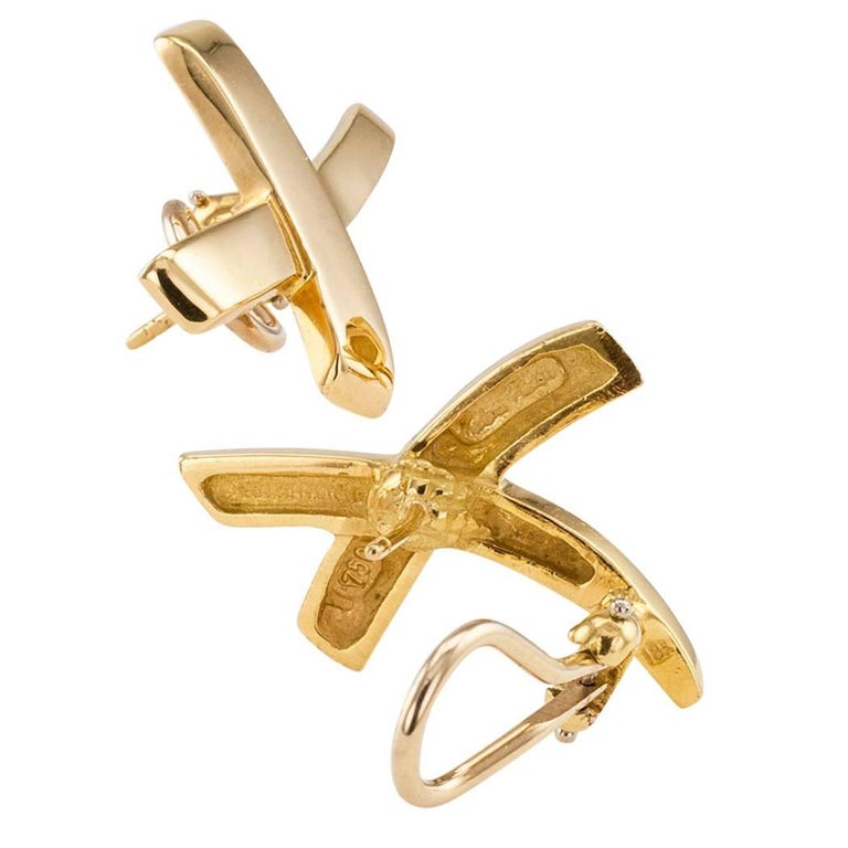 Tiffany and Co. Paloma Picasso X Graffiti Gold Earrings at 1stDibs