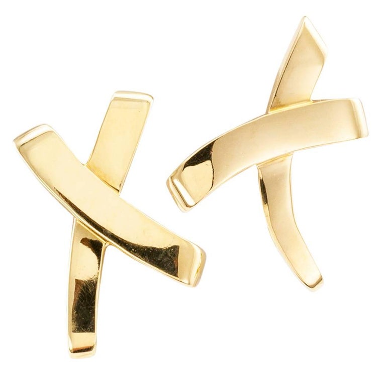 Tiffany and Co. Paloma Picasso X Graffiti Gold Earrings at 1stDibs