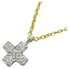 TIFFANY & Co. Platinum 18K Gold Diamond Cruciform Cross Pendant Necklace