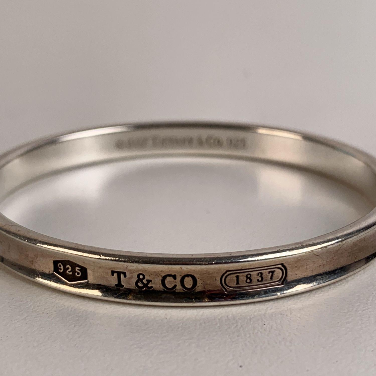 Tifffany & Co. Sterling Silver 1837 Bangle Cuff Bracelet with Box In Excellent Condition In Rome, Rome