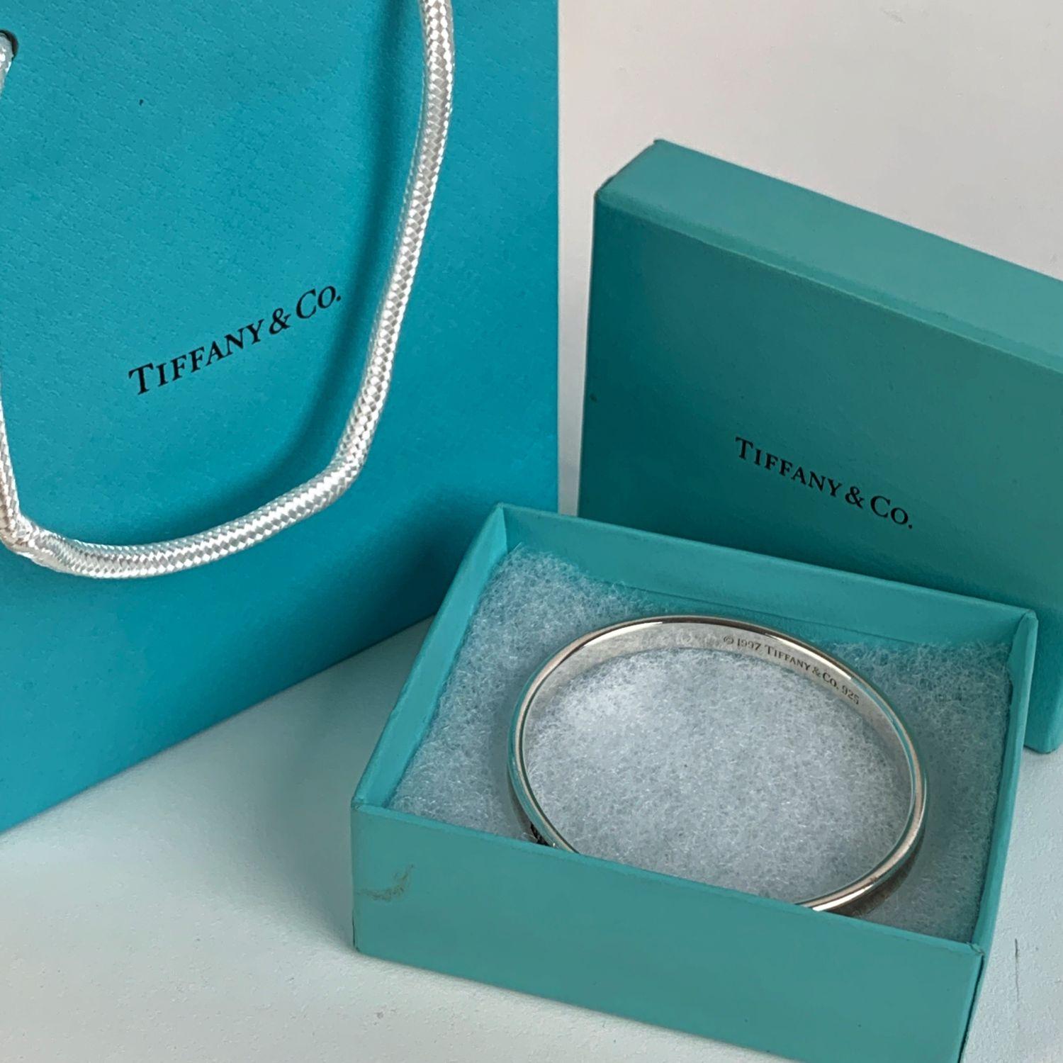 Women's or Men's Tifffany & Co. Sterling Silver 1837 Bangle Cuff Bracelet with Box