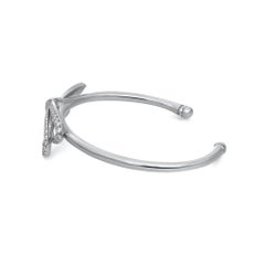 Tiffiany & Co. Diamond Large Bow Cuff Bracelet 18K White Gold Size Medium