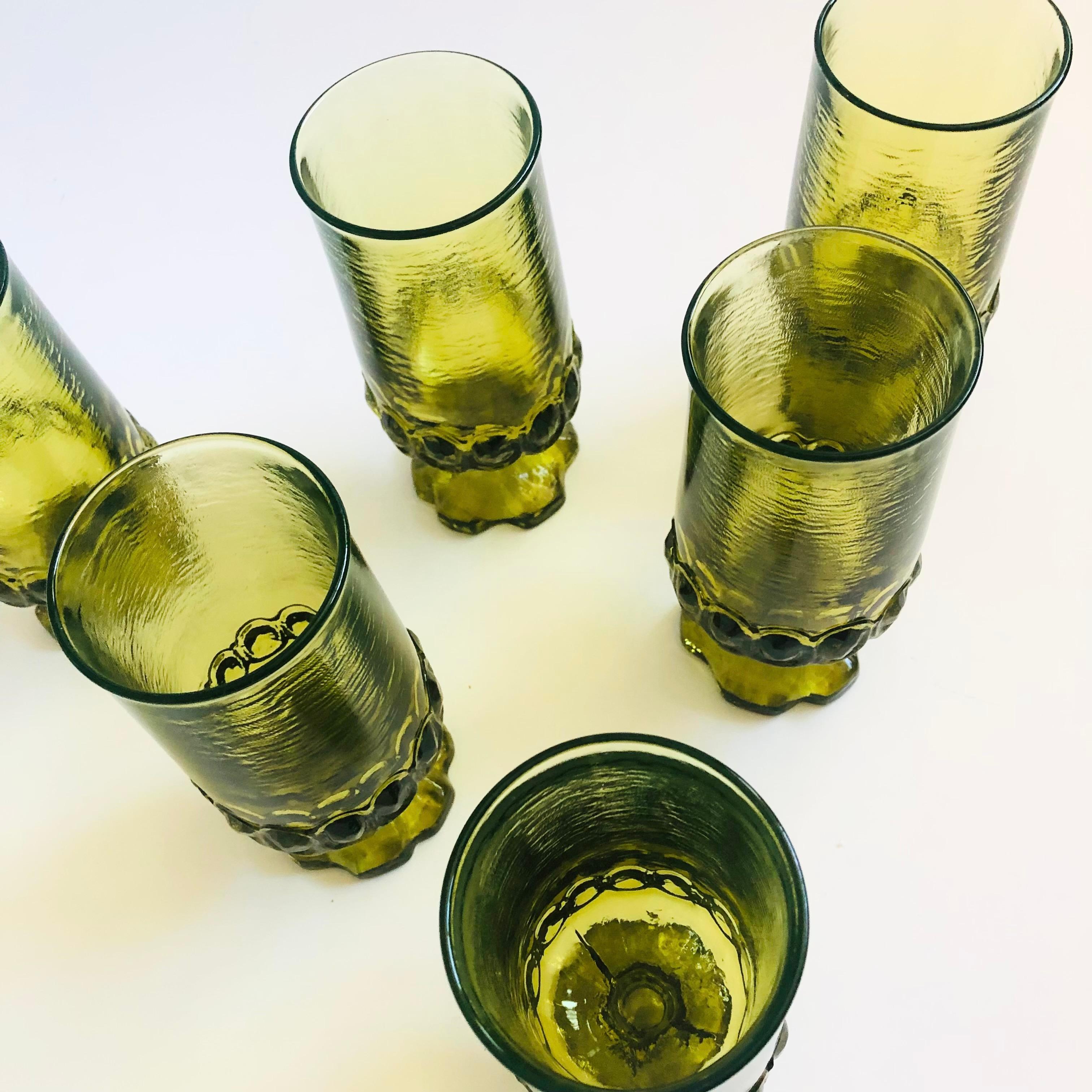 Copas Tiffin Franciscanas Verde Madeira - Lote de 6 Moderno de mediados de siglo en venta