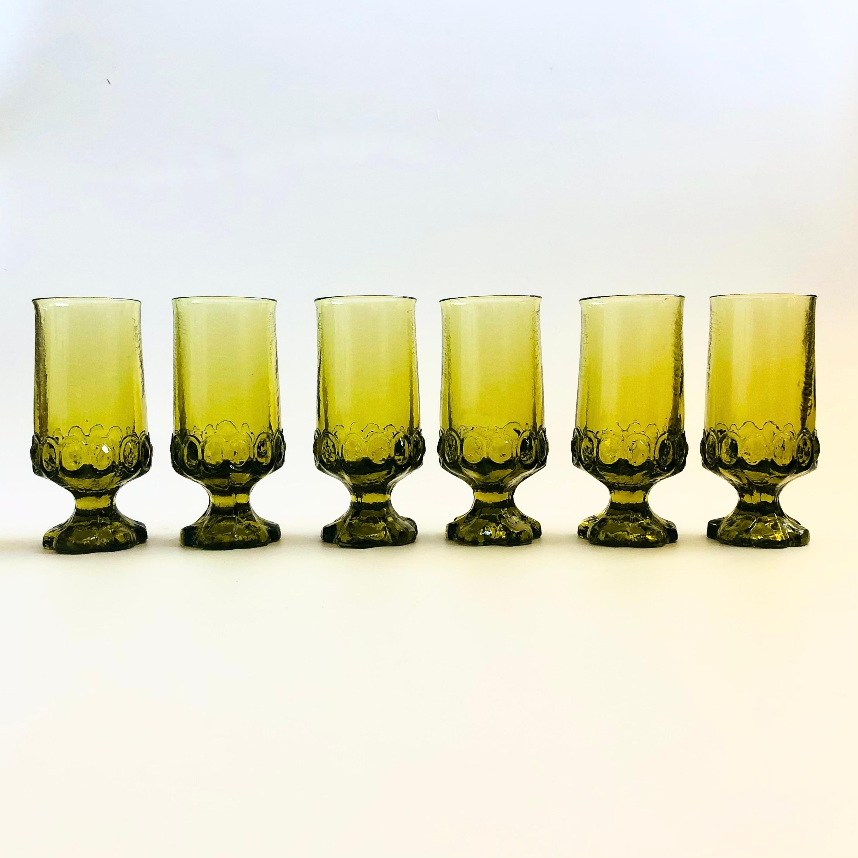 Copas Tiffin Franciscanas Verde Madeira - Lote de 6 Estadounidense en venta