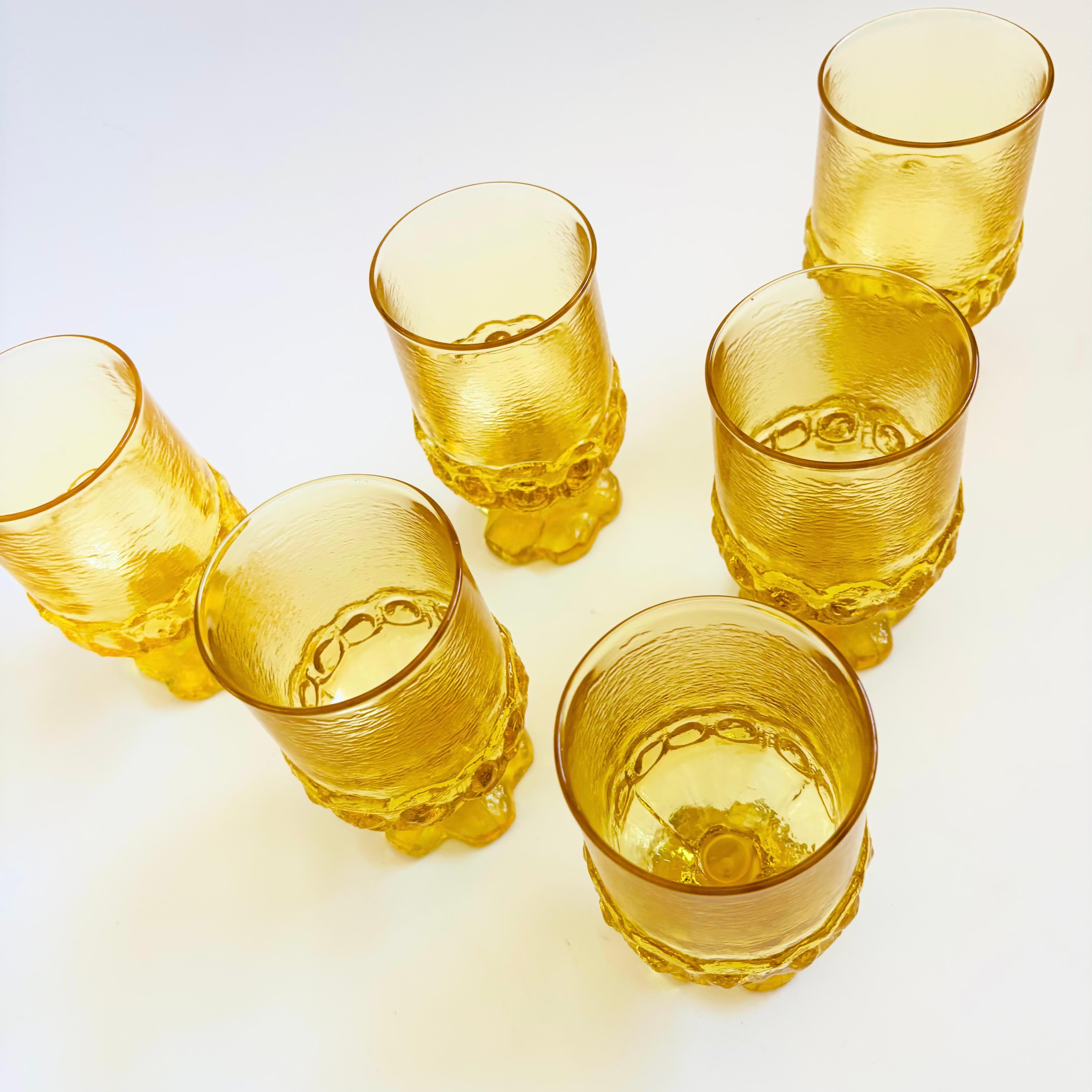 Copas Tiffin Franciscanas Madeira Amarillo - Lote de 6 Moderno de mediados de siglo en venta