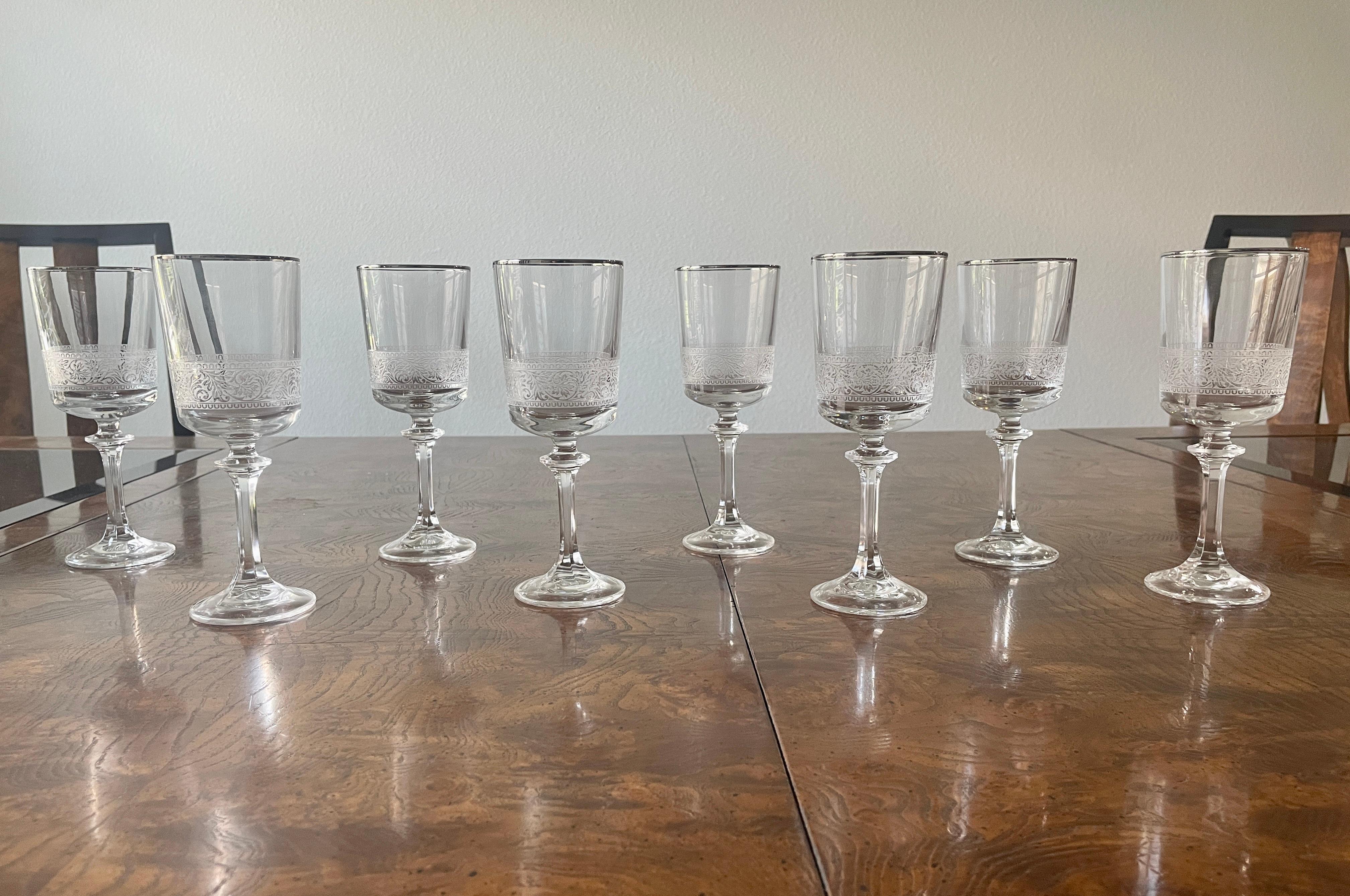Tiffin Franciscan Platinum Renaissance Wine Glasses In Good Condition In Denton, TX