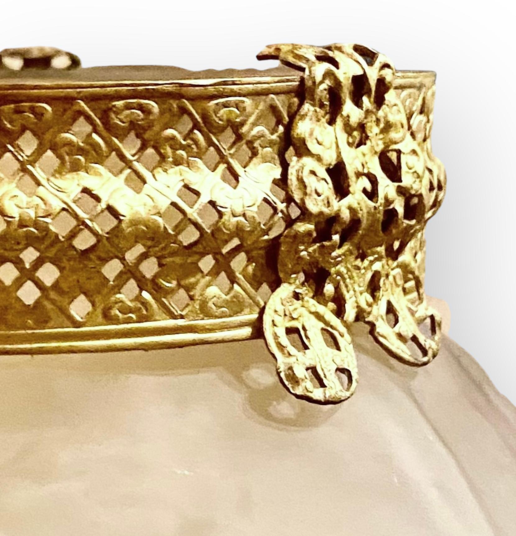 Tiffin Glass Company Glass Poppies Vase with Pierced Ormolu in vendita 2