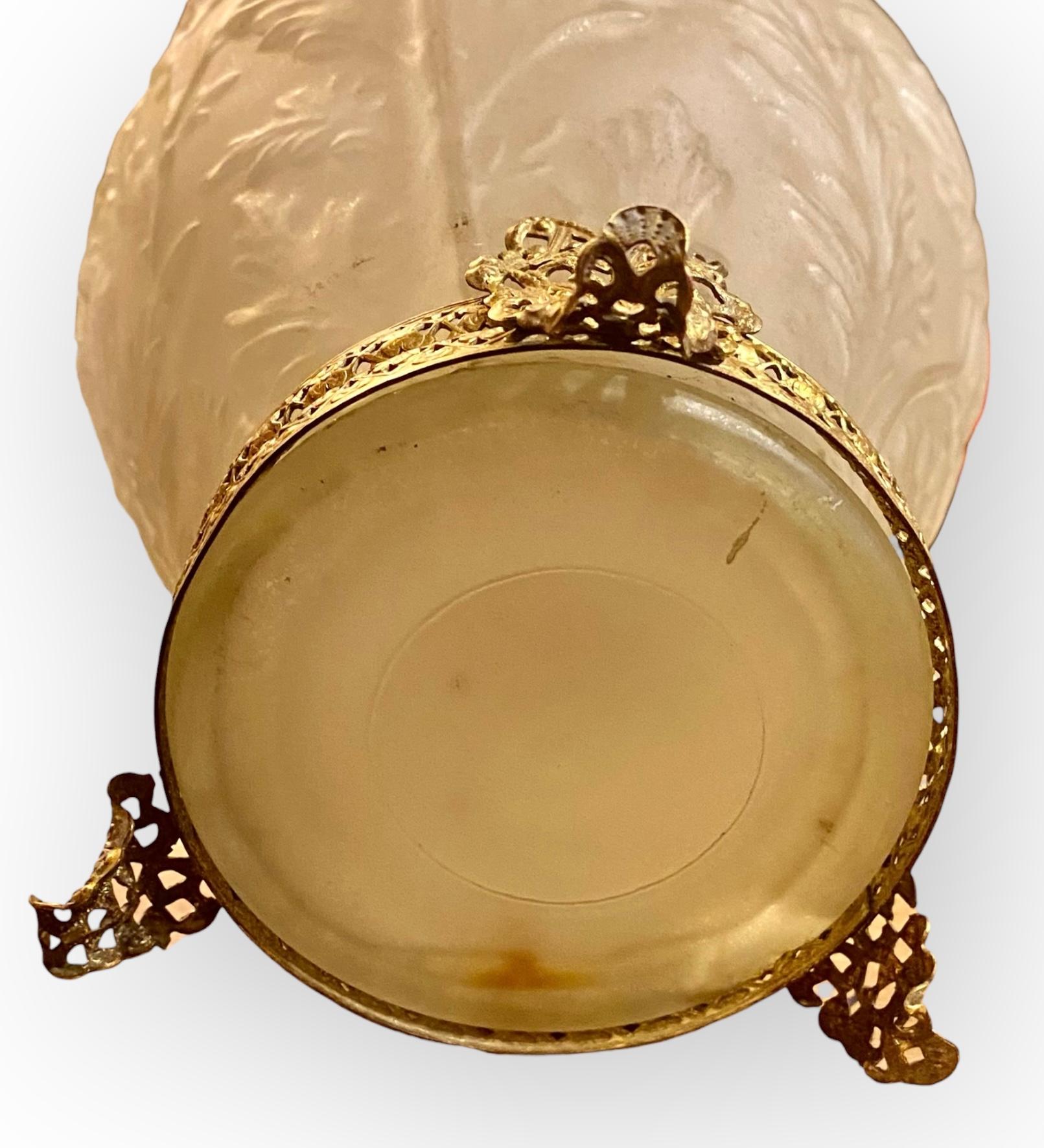 Tiffin Glass Company Glass Poppies Vase with Pierced Ormolu in vendita 11