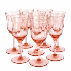 Tiffin Glass Company Pink Diamond Optic Stemware Set, 8 Pieces