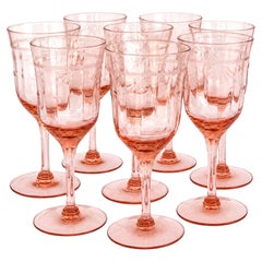 Tiffin Glass Company Pink Diamond Optic Stemware Set, 8 Pieces