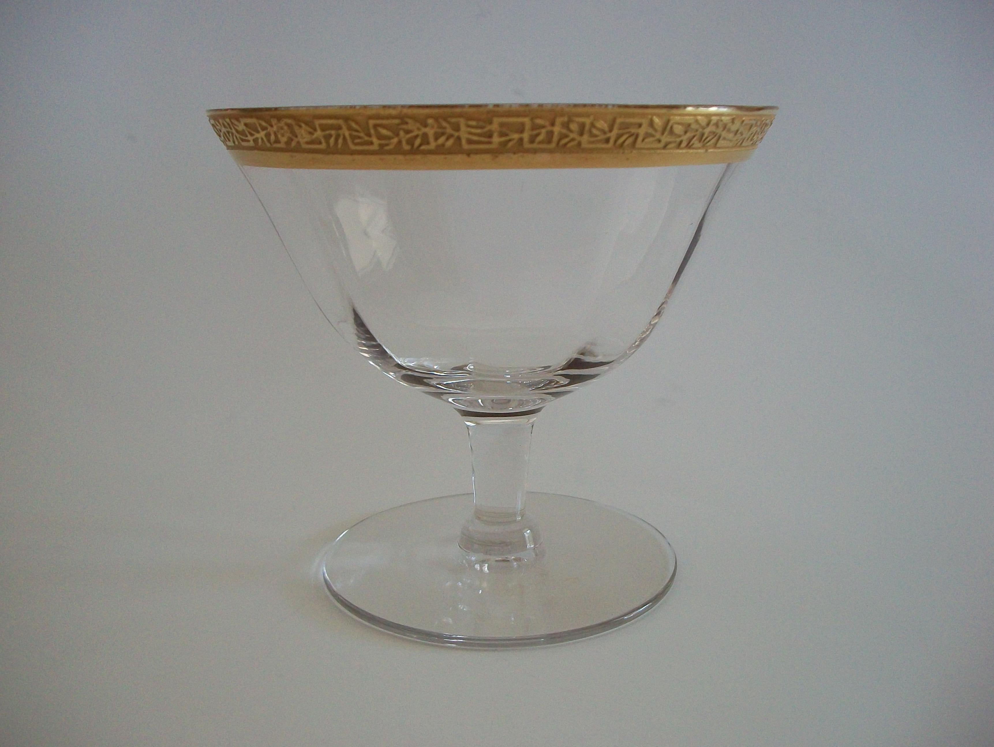 TIFFIN GLASS - Niedriges Kristall-Sorbetglas - geätzter Goldrand - USA - CIRCA 1950er Jahre im Angebot 6