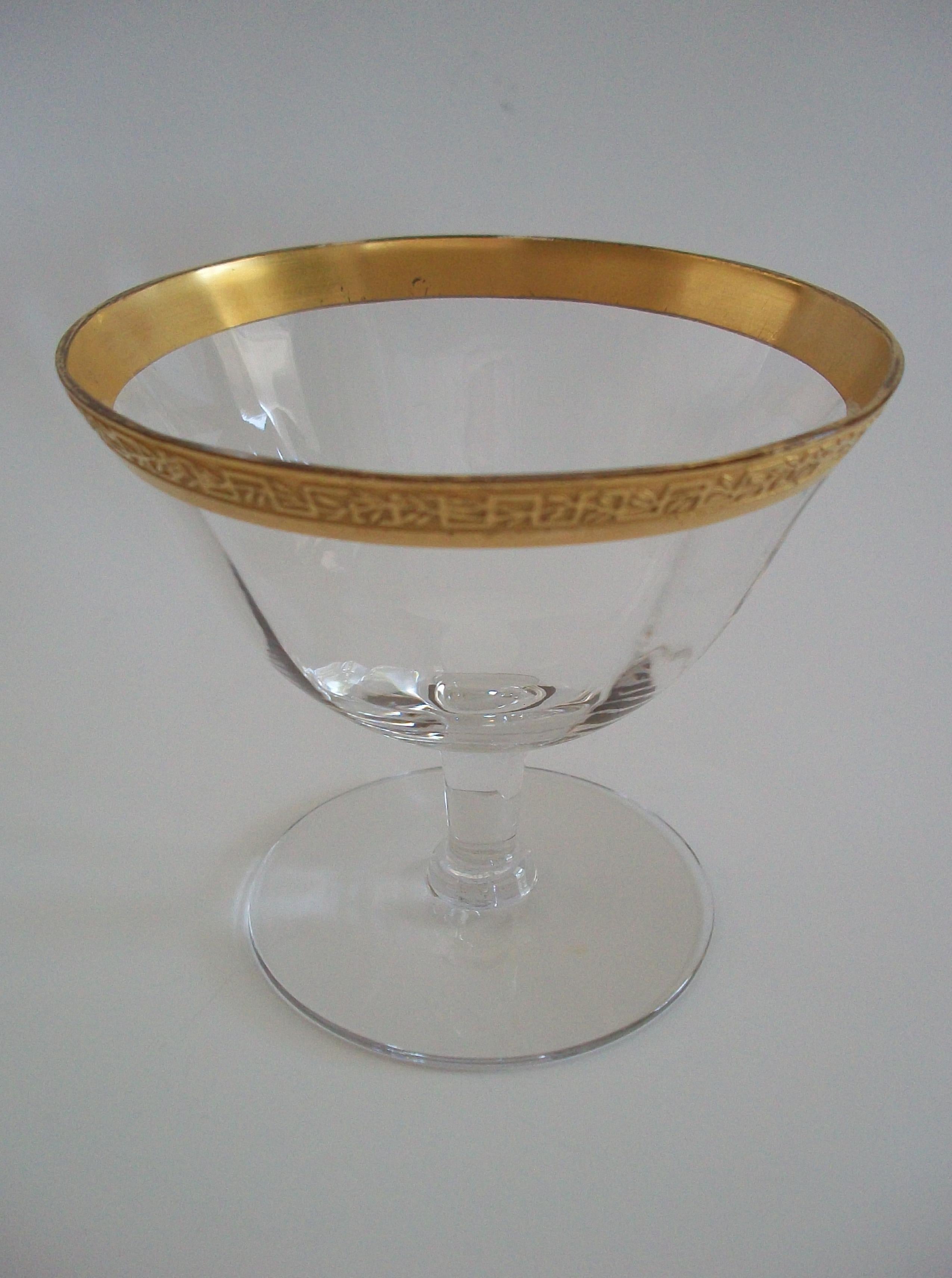 TIFFIN GLASS - Niedriges Kristall-Sorbetglas - geätzter Goldrand - USA - CIRCA 1950er Jahre im Angebot 7