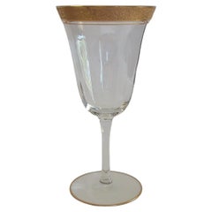 TIFFIN GLASS - Bicchiere da vino/acqua in cristallo - bordo dorato inciso - Stati Uniti - Anni '50 circa