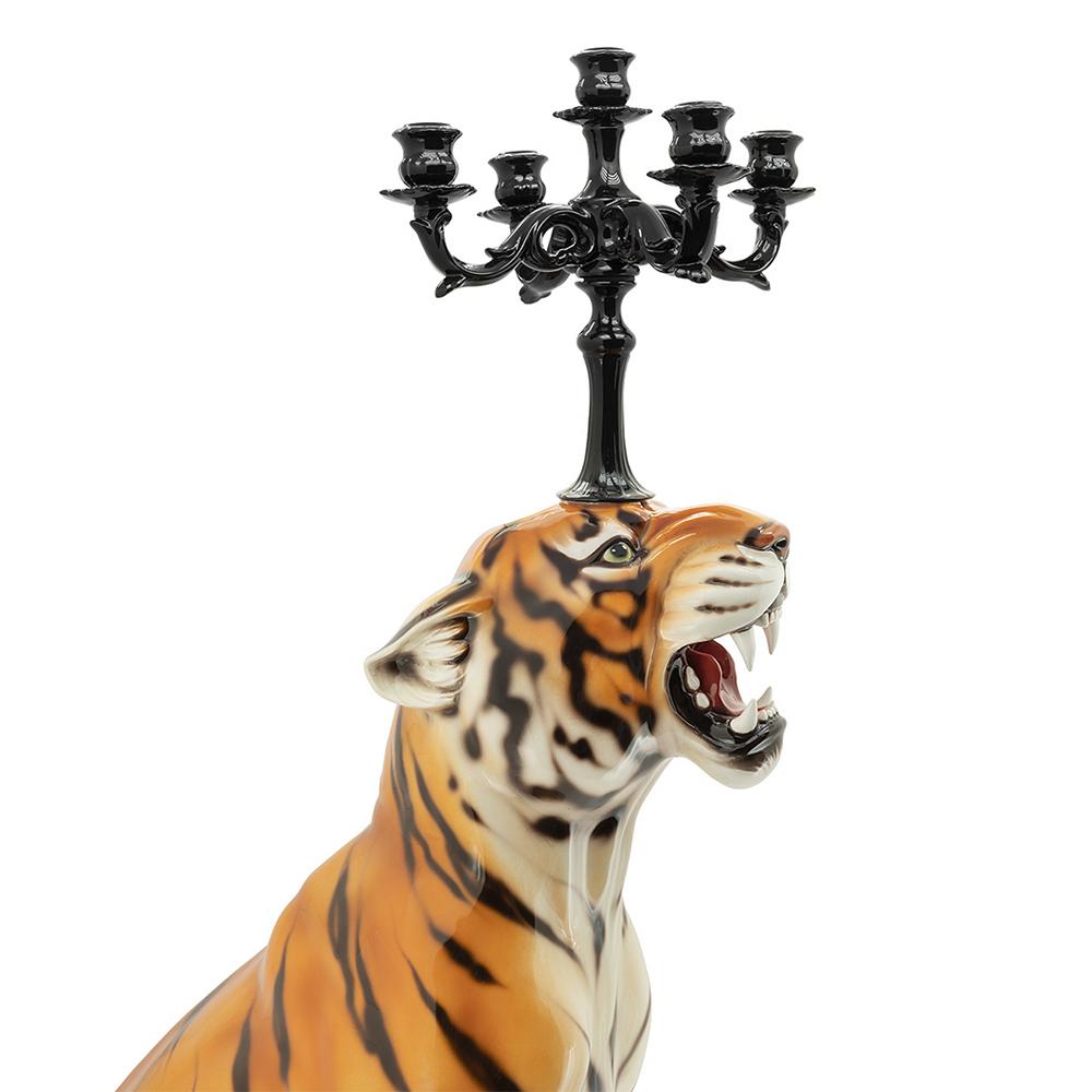 Contemporary Tiger Candleholder Sculpture For Sale