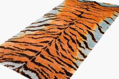 Tiger Caramel Accent Accessory Animal Print Handmade Silk Rug by Joseph Carini