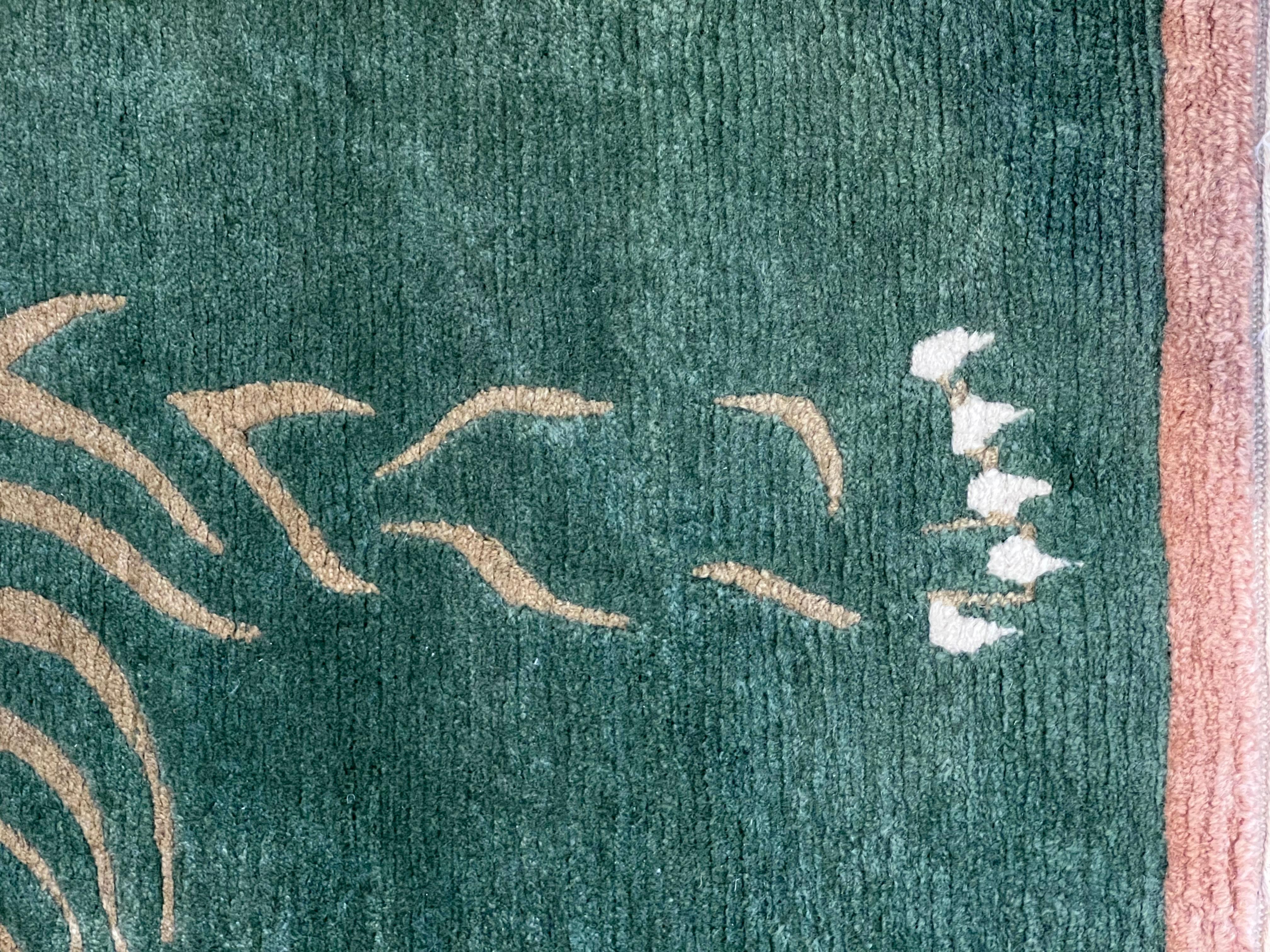 Nepalese Tiger Carpet Background Green Grass