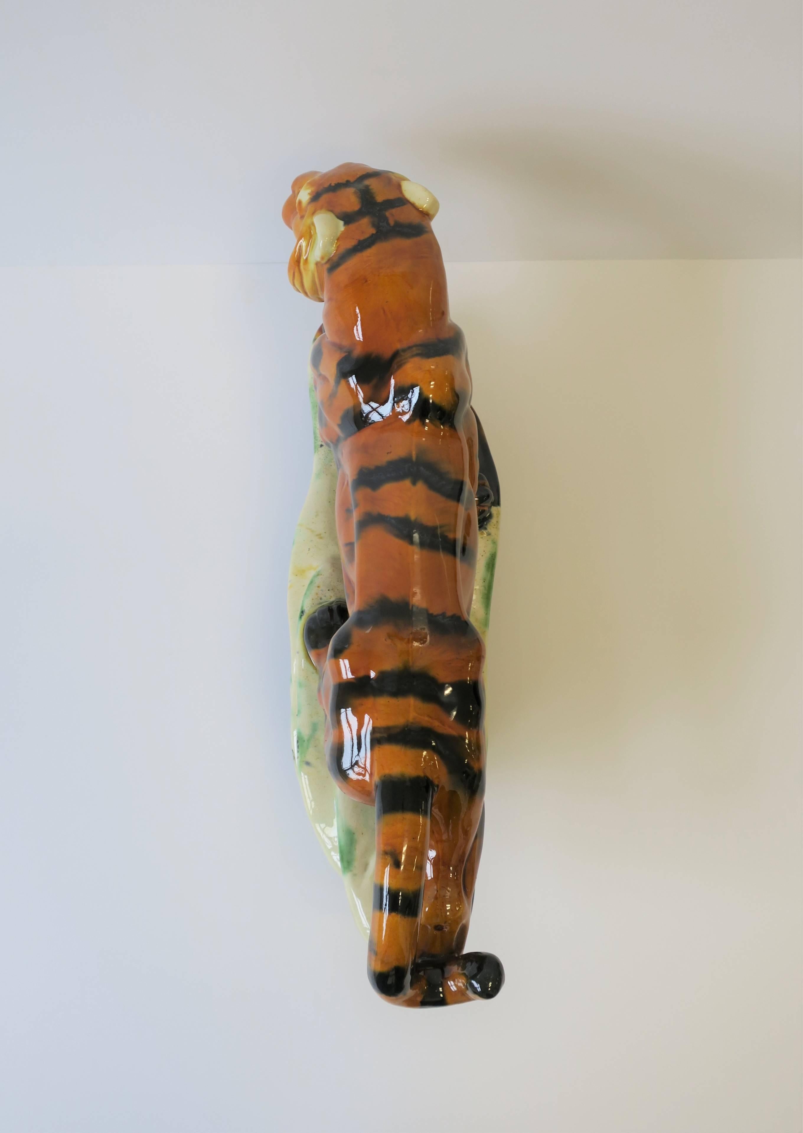 Tiger Cat Animal Ceramic Sculpture in the Art Deco Style 1