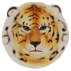 Vintage Tiger Ceramic Ashtray Handpainted and Handmade in Italy