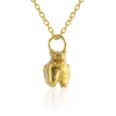 Ico & the Bird & Turquoise Mountain Myanmar Tiger Zodiac 18k Gold Pendant