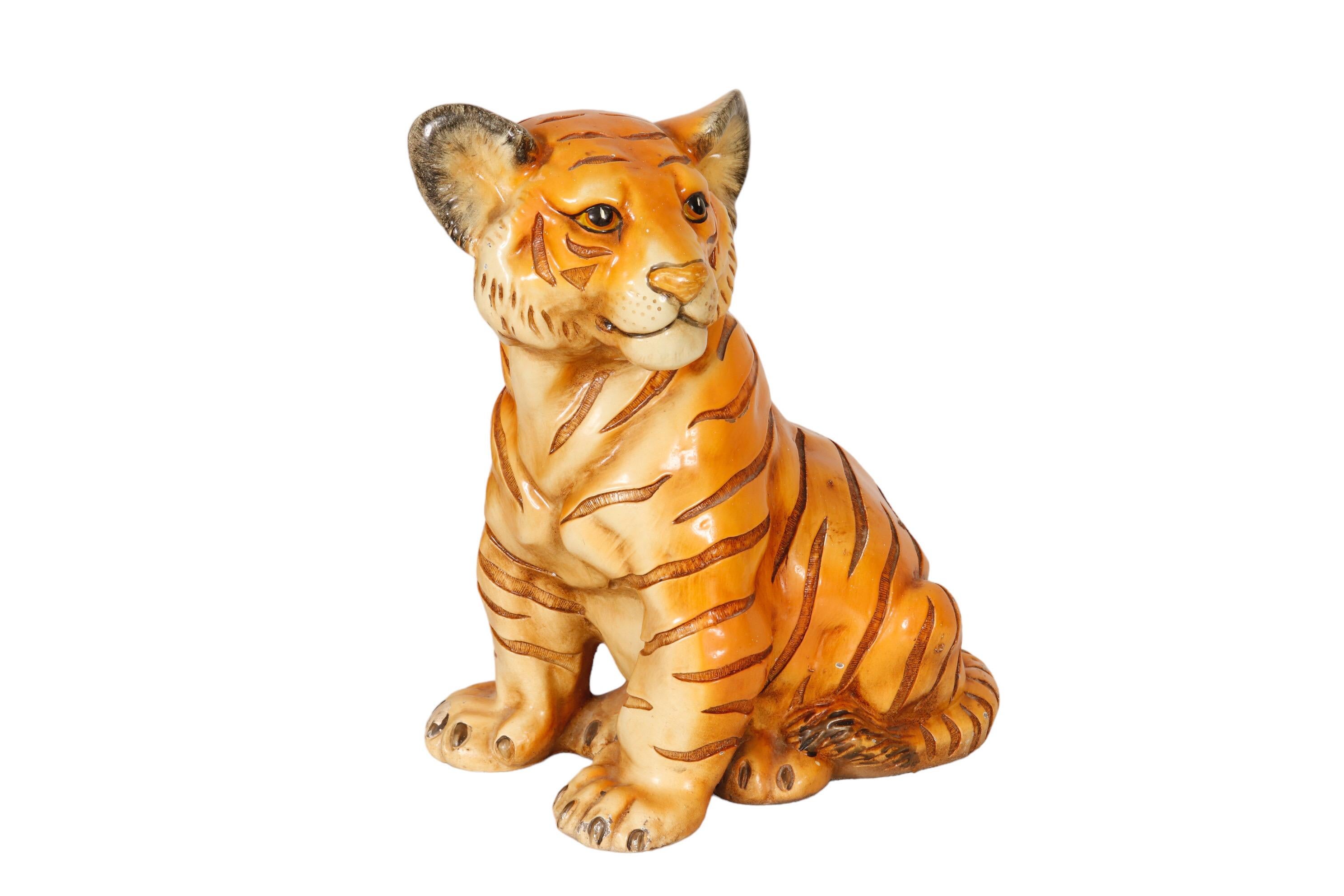 Bohemian Tiger Cub Sculpture For Sale
