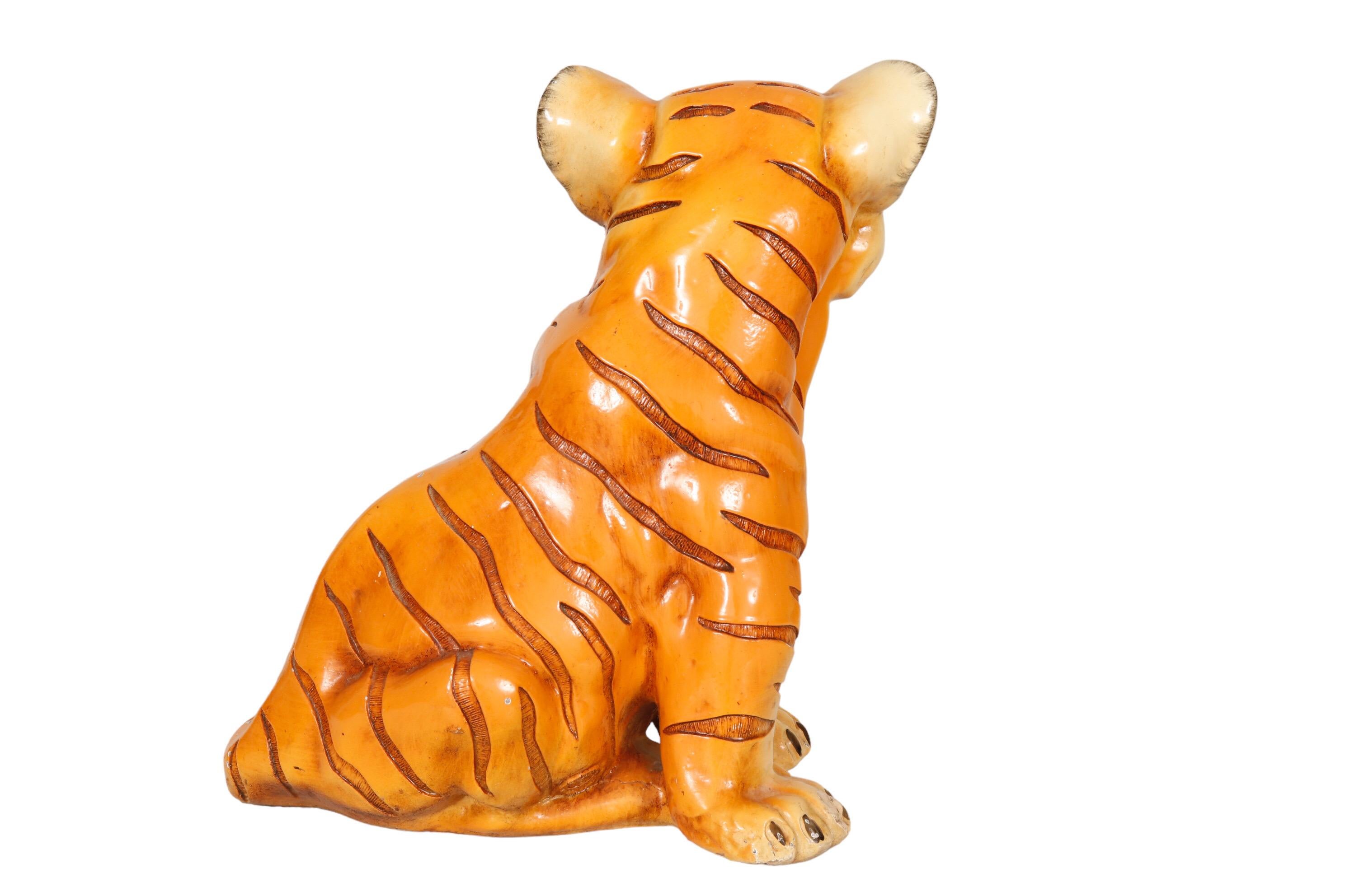 Mid-20th Century Tiger Cub Sculpture For Sale