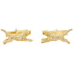 Tiger Cufflinks in Sterling Silver and 24-Karat Gold Vermeil