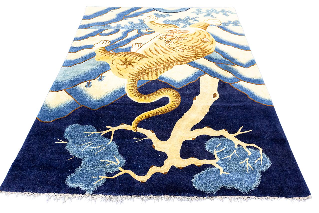 Hand-Knotted Chinese Rug Peking Tiger Design For Sale