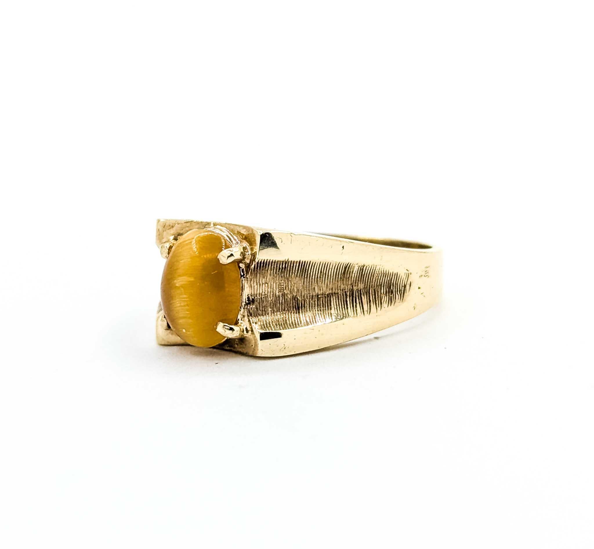 Anillo Ojo de Tigre Oro Amarillo 10K Contemporáneo en venta