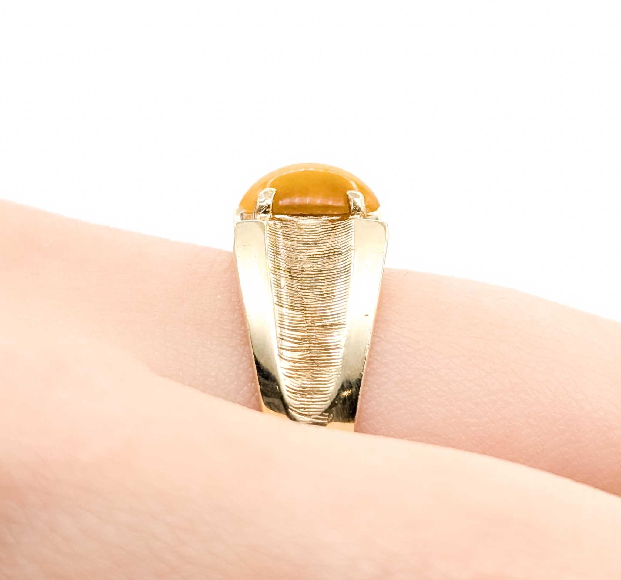 Anillo Ojo de Tigre Oro Amarillo 10K Cabujón en venta